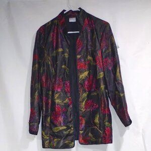 CHICO SILK BEADED KIMONO JACKET FAUX PEARL ACCENTS  WOMEN'S SIZE 2 (L/12)